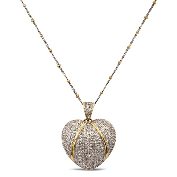 18kt yellow and white gold heart pendant