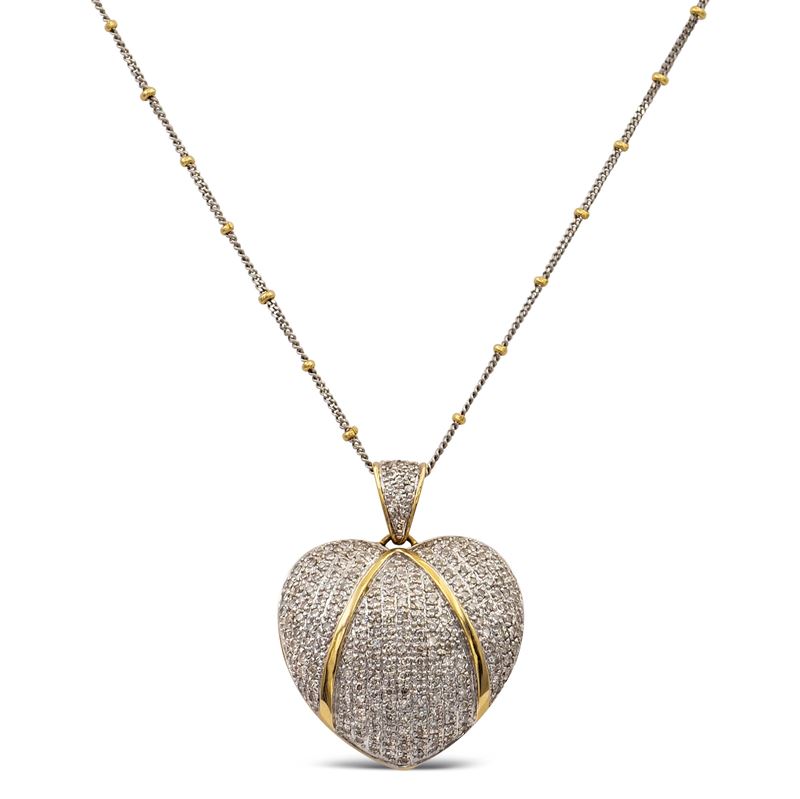 Pendente Cuore in Oro Giallo e Bianco 18kt