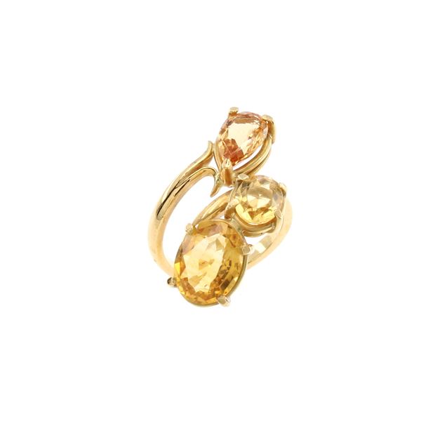 18kt yellow gold and citrine quartz ring
