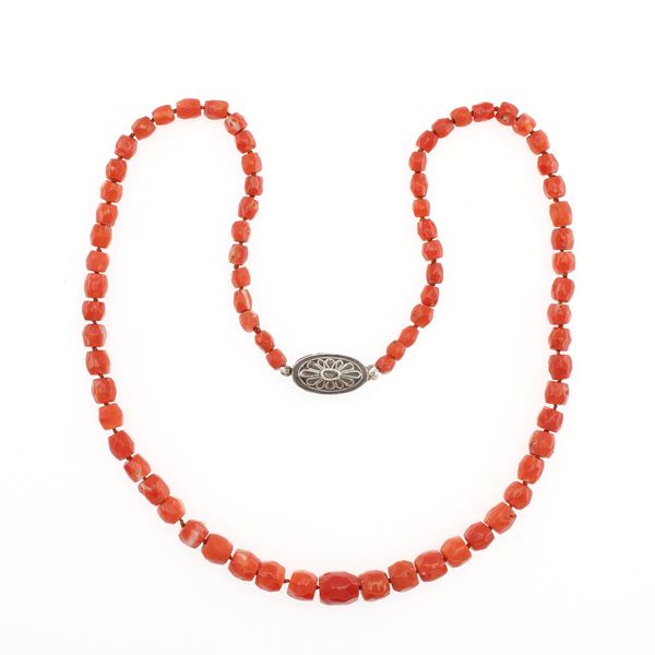 Single strand of red coral necklace