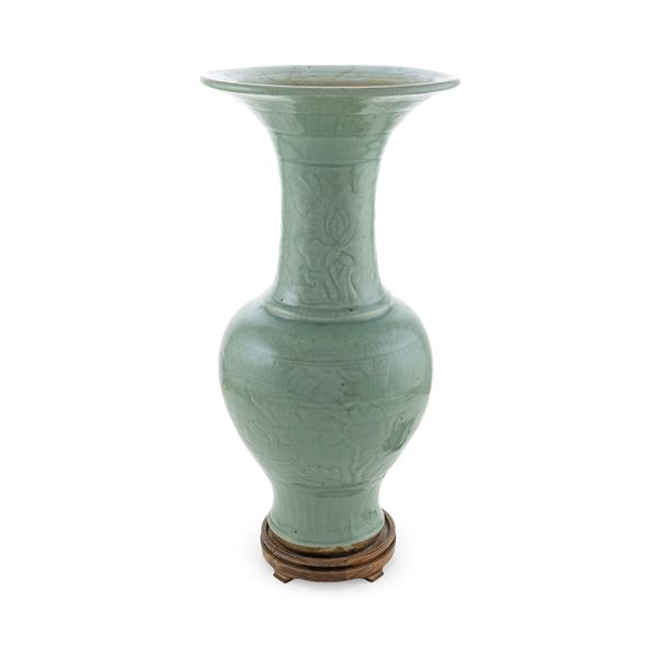 Celadon porcelain glazed vase
