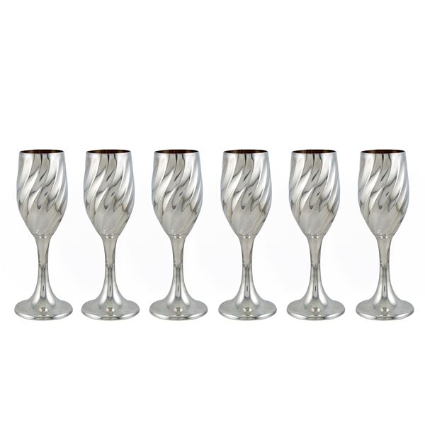 Six silver goblets