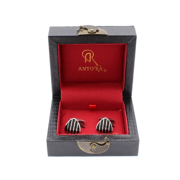 925 silver and black enamel cufflinks