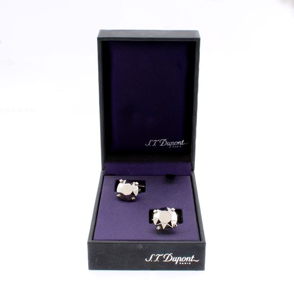 S. T. Dupont silver cufflinks complete with box