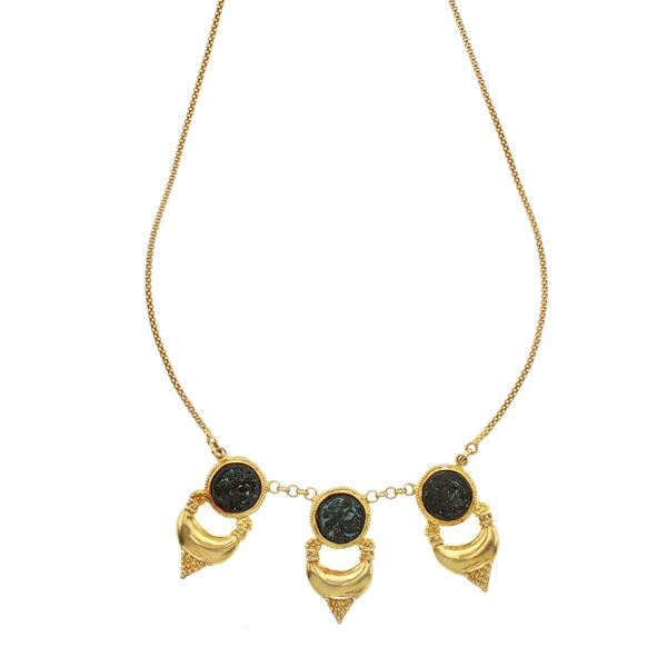 Gold silver necklace with coins