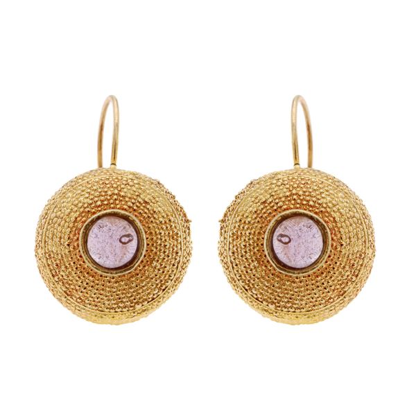 Gold-plated silver earrings with amethysts