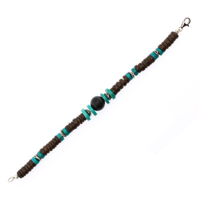 Bracciale in Argento Legno e Turchese