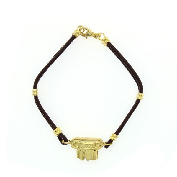 Bracciale in argento dorato a motvo di capitello e caucciù  - Asta Gioielli Orologi Fashion Vintage - Web Only - Colasanti Casa d'Aste