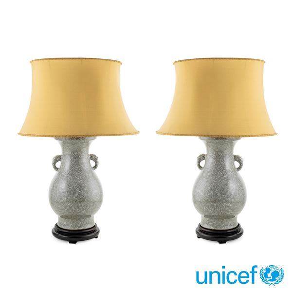 Pair of ceramic table lamps