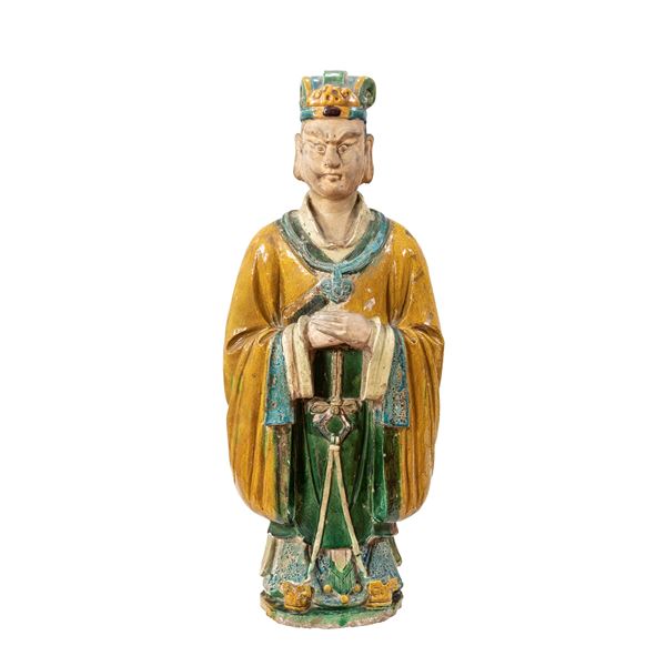 Glazed terracotta sculpture in Sancai colours