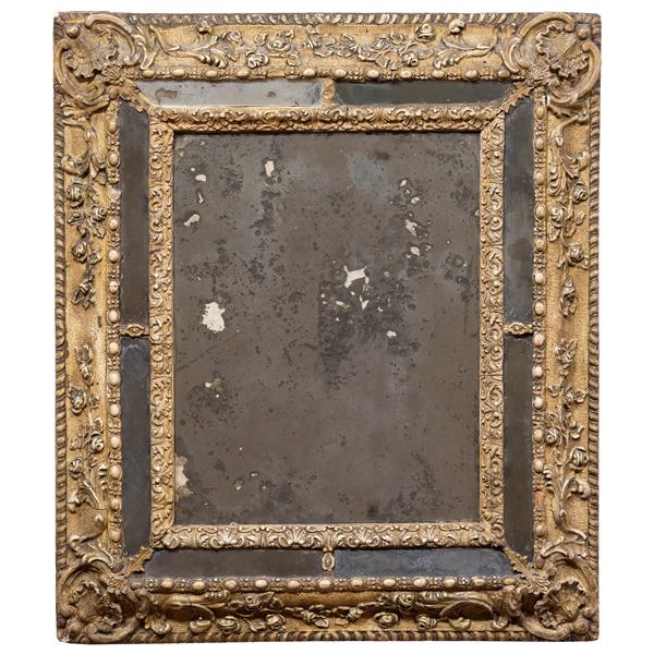 Gilded wood mirror  (Italy, 18th century)  - Auction Old Master and 19th century Paintings Furniture and Sculptures - Colasanti Casa d'Aste