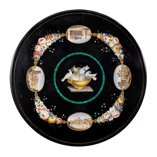 Piano in nero del Belgio con micromosaici