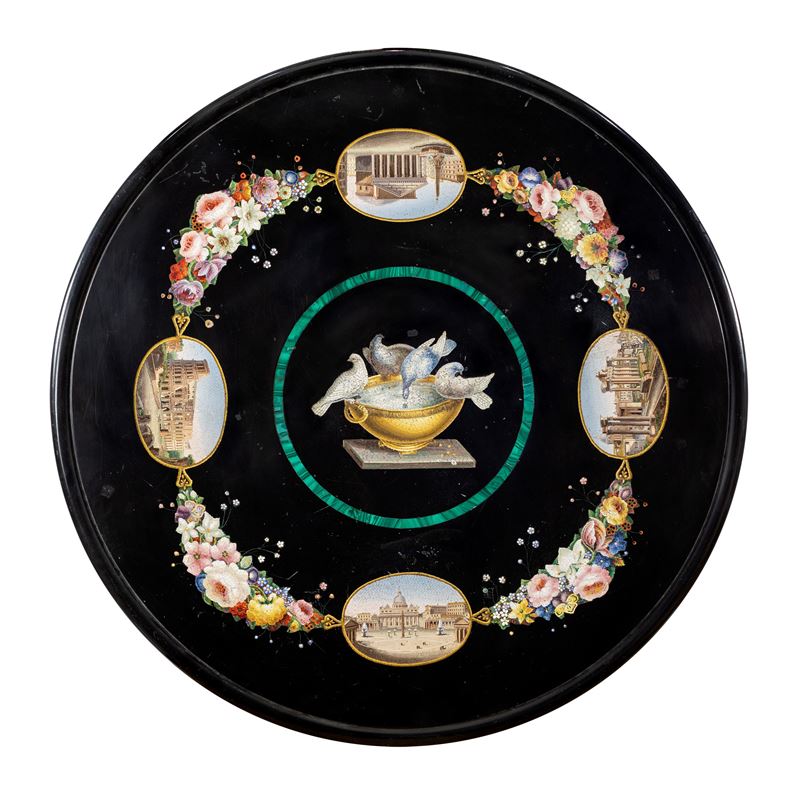Piano in Nero del Belgio con Micromosaici