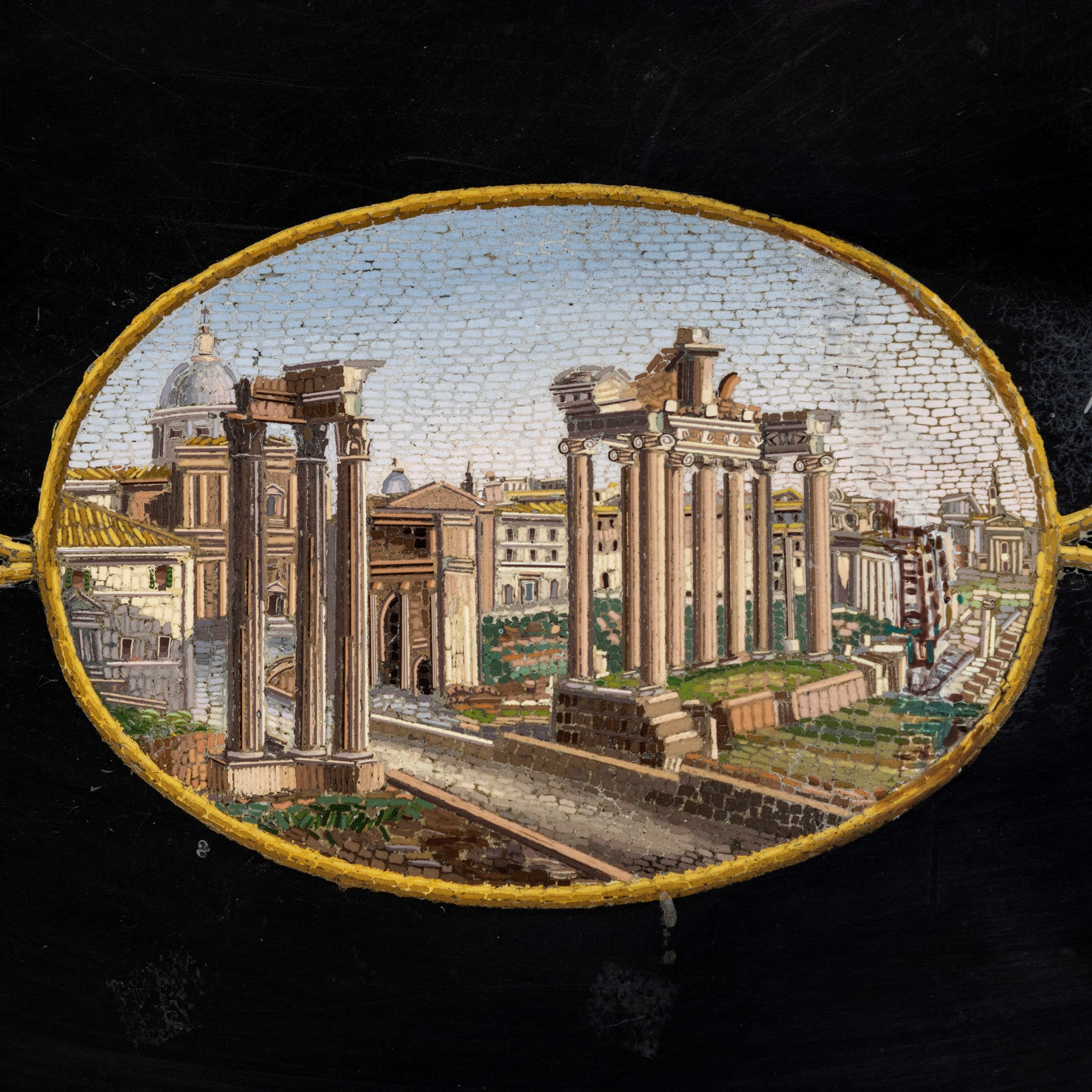 Piano in Nero del Belgio con Micromosaici