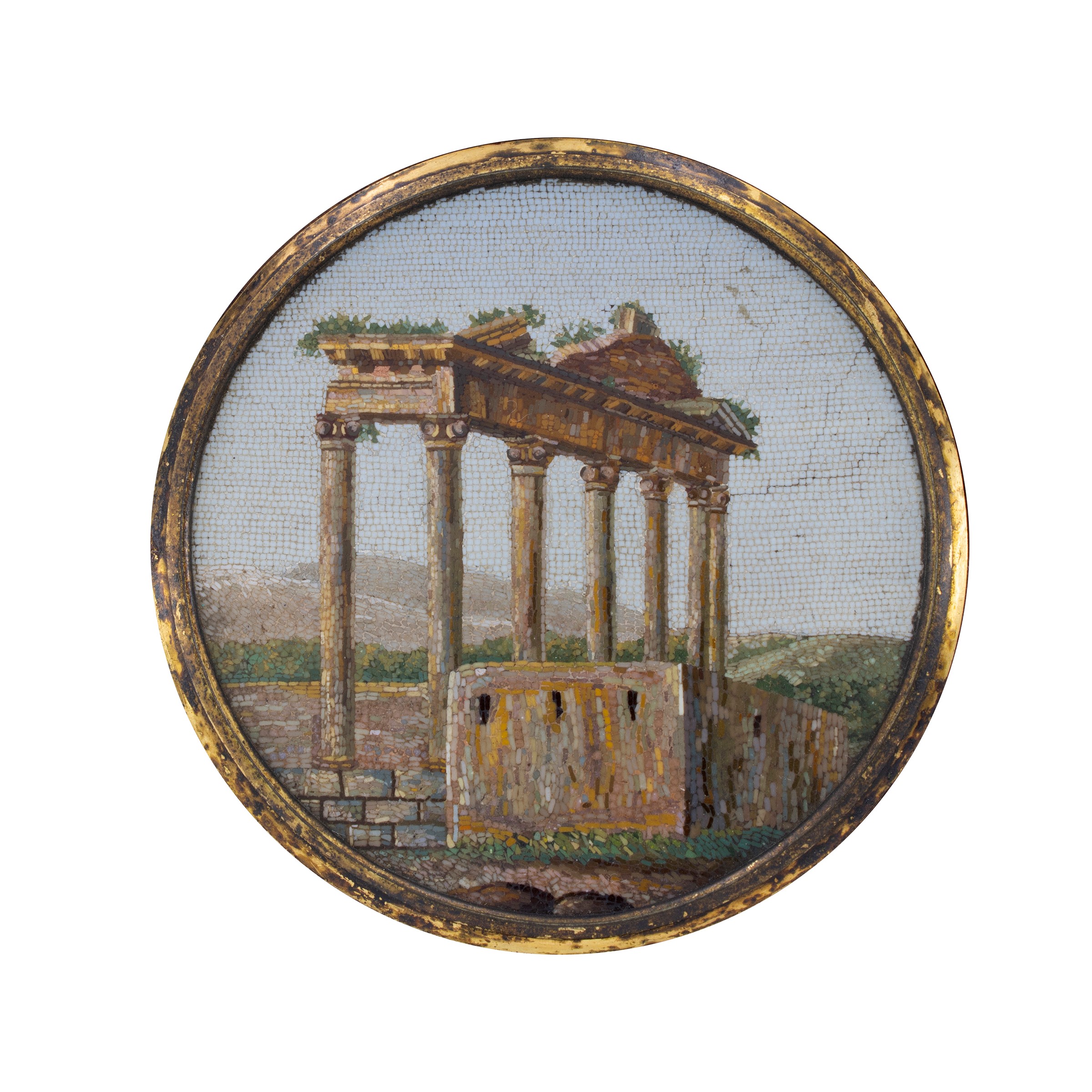 Placca Circolare in Micromosaico su Cassina di Rame
