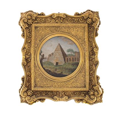 Placca Circolare in Micromosaico su Cassina di Rame