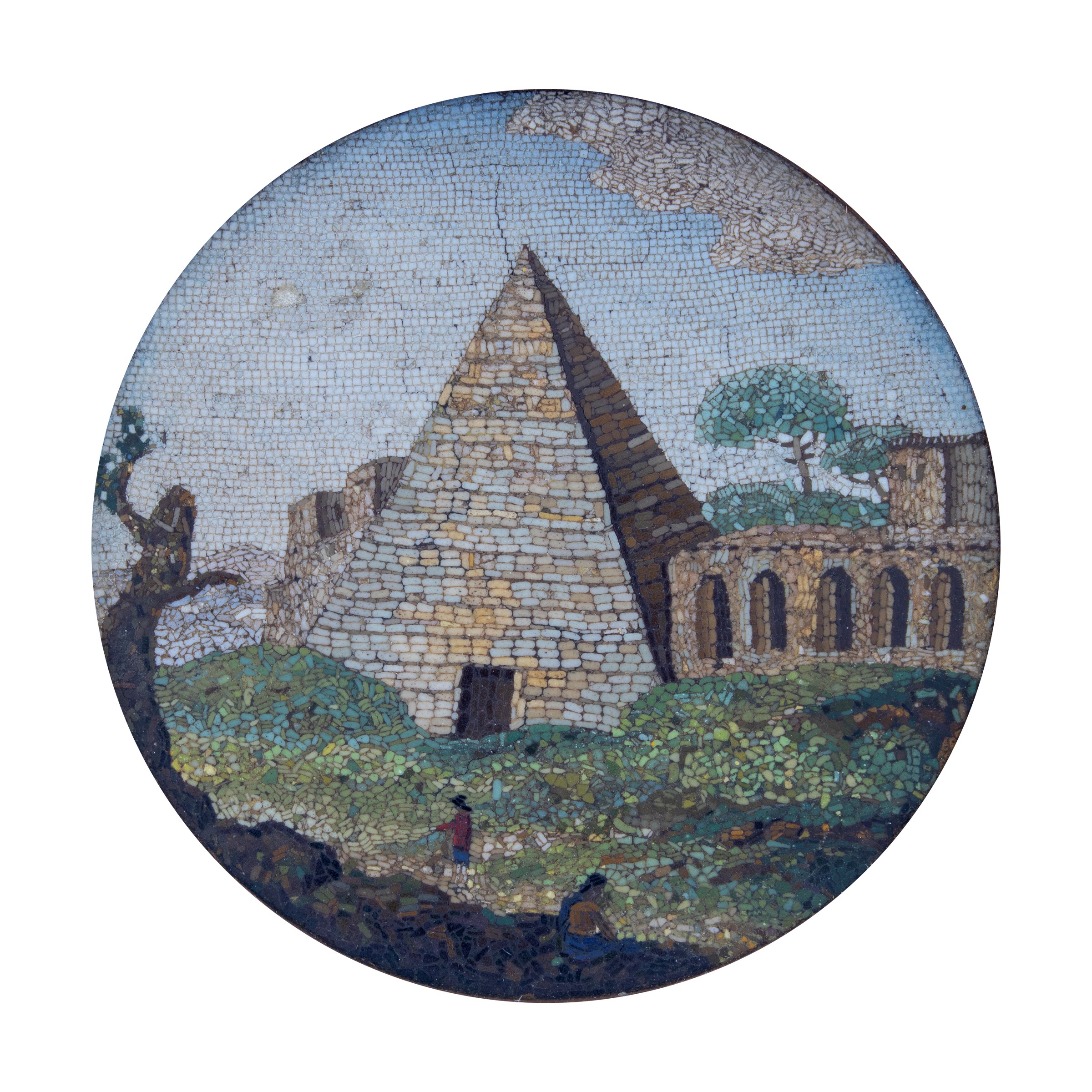 Placca Circolare in Micromosaico su Cassina di Rame