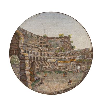 Placca Circolare in Micromosaico su Cassina di Rame