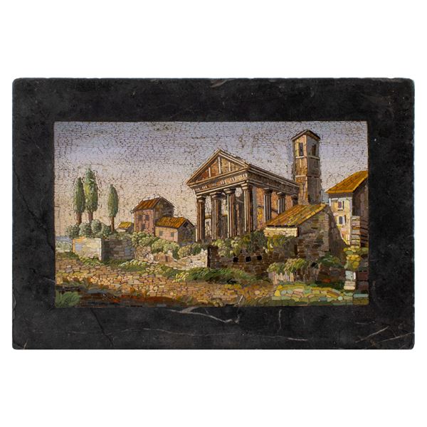 Fermacarte in micromosaico su nero del Belgio