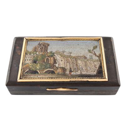 Tabacchiera in Tartaruga, Oro e Micromosaico