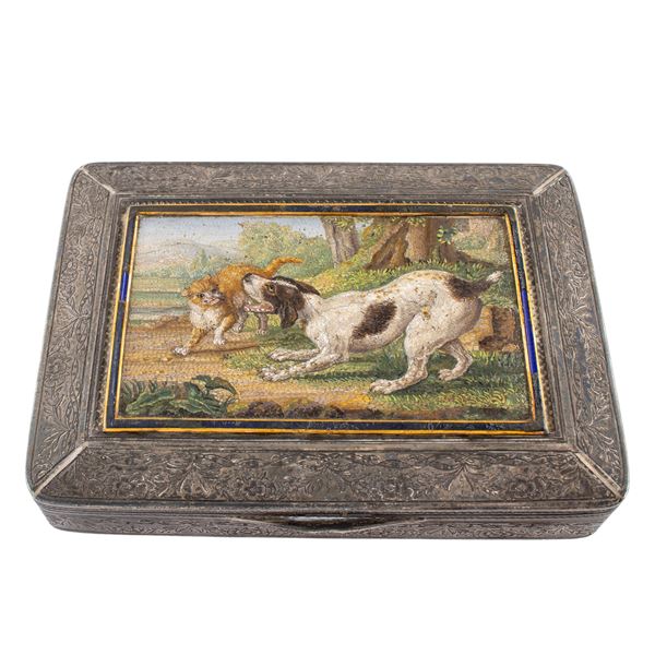 Niello silver and micromosaic nnuffbox