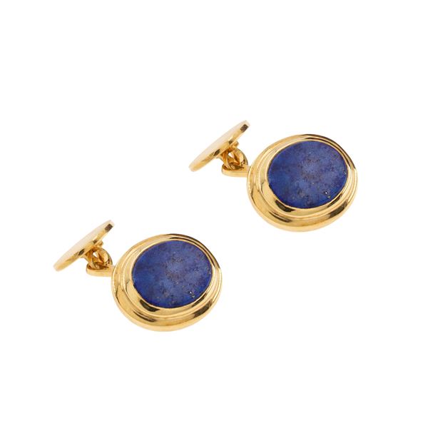 Oval 18kt yellow gold and lapis lazuli cufflinks