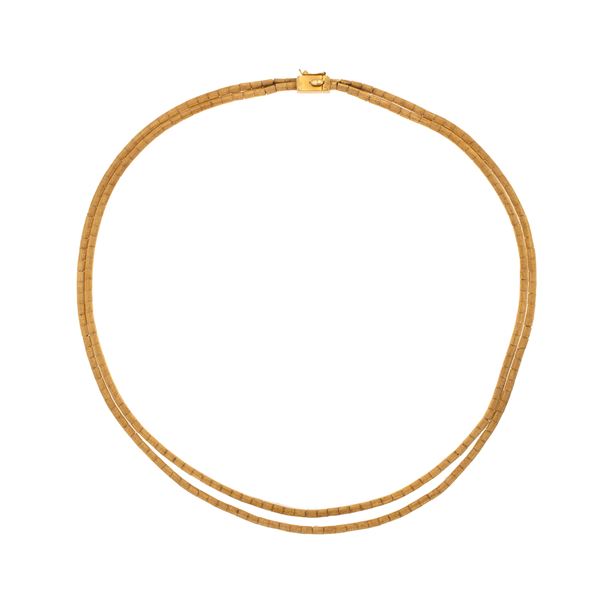 Two-strand of 18kt satin yellow gold necklace