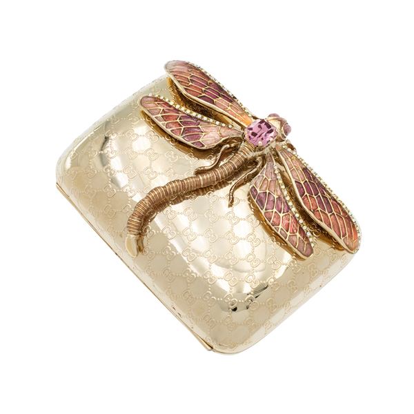 Tom Ford for Gucci Dragonfly Gold Metal Micro Guccissima Minaudiere Clutch