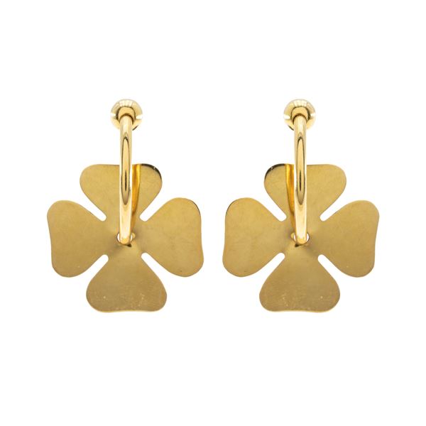 Semicircle earrings with four-leaf clover pendants in 18kt yellow gold  - Auction Jewels and Watches Web Only - Colasanti Casa d'Aste