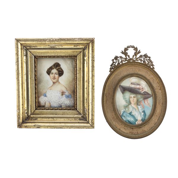 Gruppo di due miniature  (XIX-XX Sec.)  - Asta Arredi Sculture Oggetti D'Arte I Web Only - Colasanti Casa d'Aste