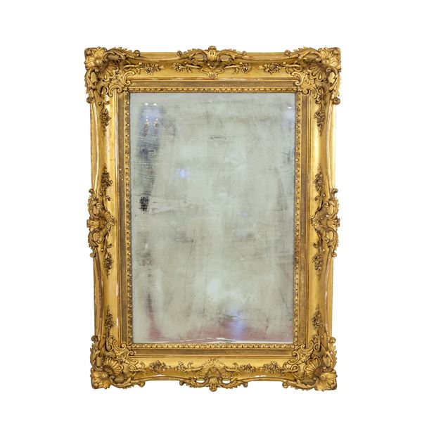 Rectangular gilded wood mirror