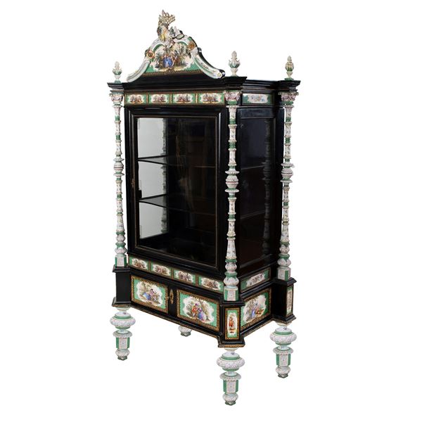Wood and porcelain display cabinet