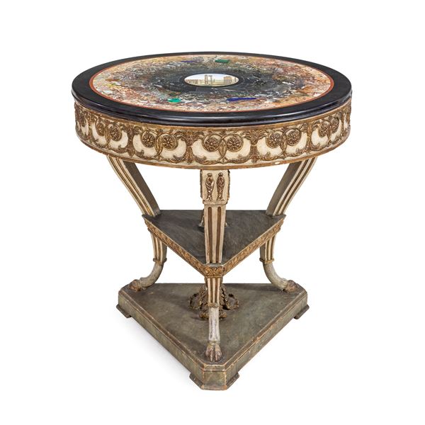 Polychrome marble and micromosaic circular top