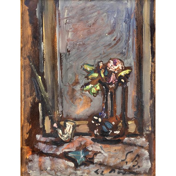 Filippo De Pisis - 'Natura morta con pipa'