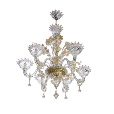 Lampadario in Vetro di Murano a Sei Luci