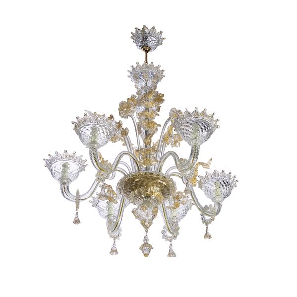 Murano six lights glass chandelier