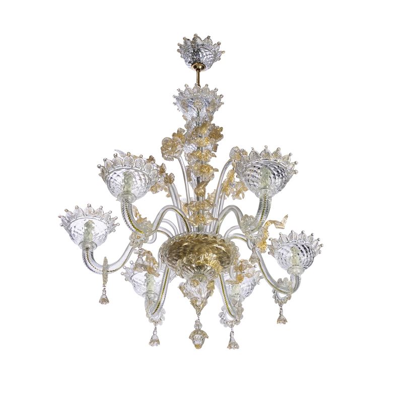 Lampadario in Vetro di Murano a Sei Luci