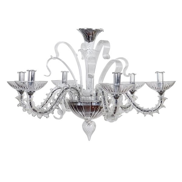 Six-light chandelier  (Murano, 20th century)  - Auction Furniture Sculpture and Works of Art - Web Only - Colasanti Casa d'Aste