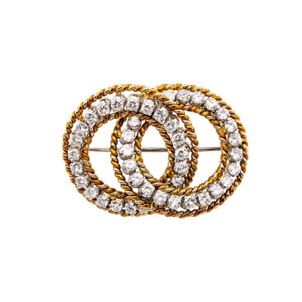 18kt two-color gold and diamonds brooch