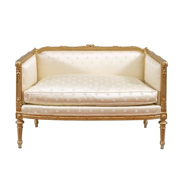 Golden lacquered wooden sofa