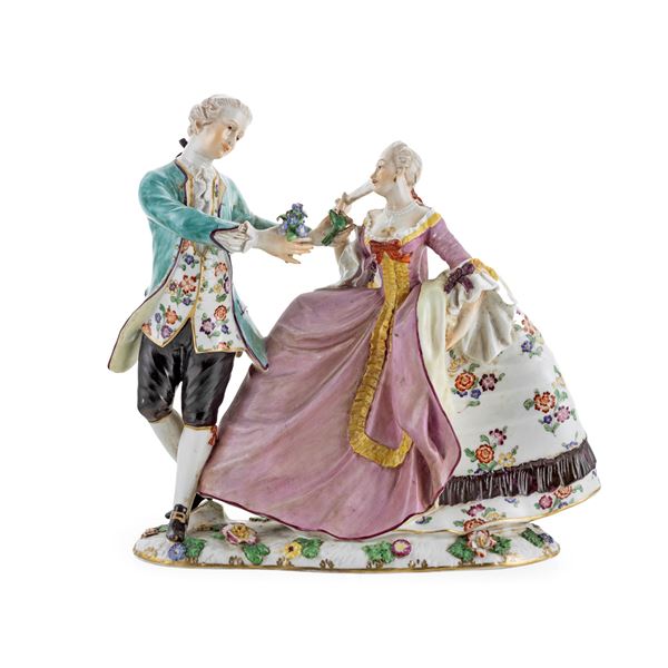 Polychrome porcelain group  (Vienna, 19th century)  - Auction Furniture, Sculptures, Old Master and 19th Century Paintings - I - Colasanti Casa d'Aste