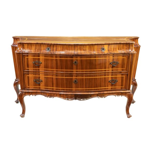 Threaded walnut chest of drawers