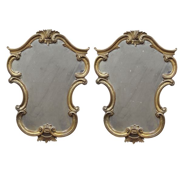 Pair of gilded wooden mirrors