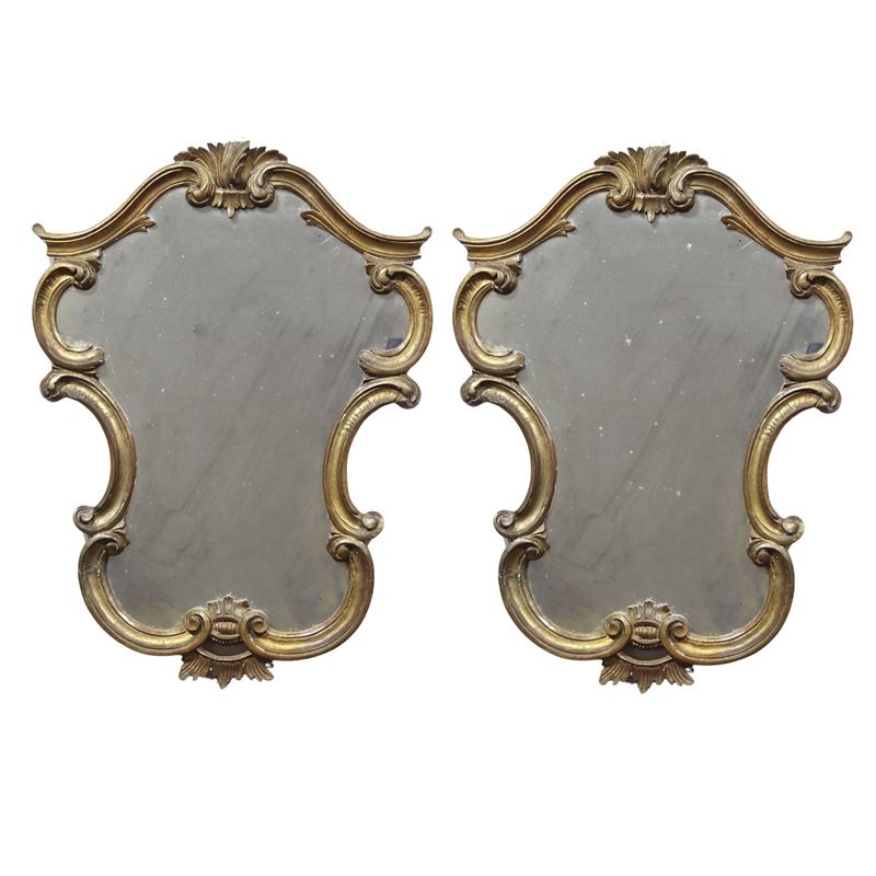 Coppia di Specchiere in Legno Dorato