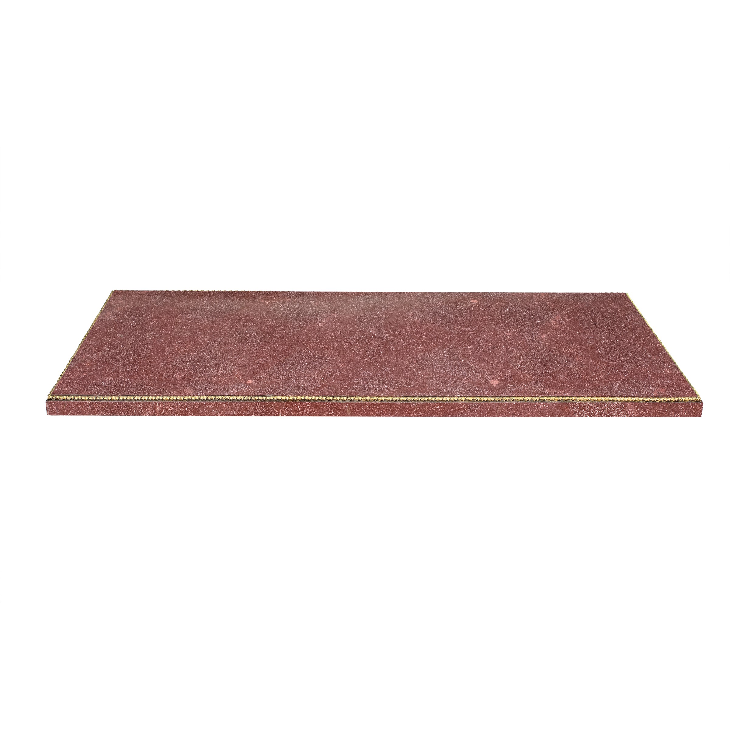 Piano Rettangolare Lastronato in Porfido e Bronzo Dorato