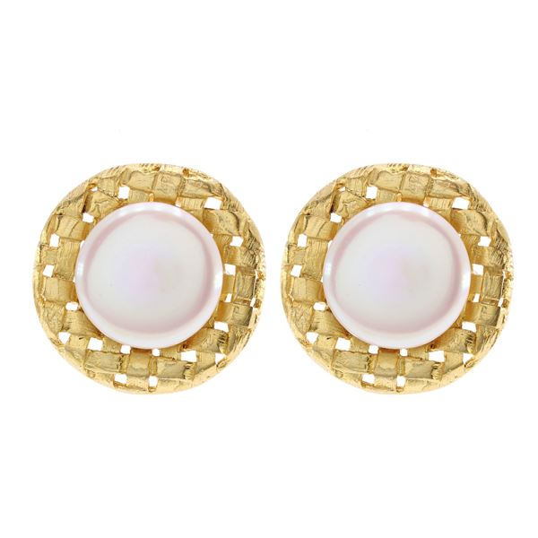 925 golden silver and fresh water pearls Lobe earrings