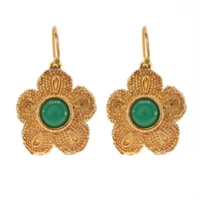 Orecchini Fiore a Monachina in Argento Dorato 925