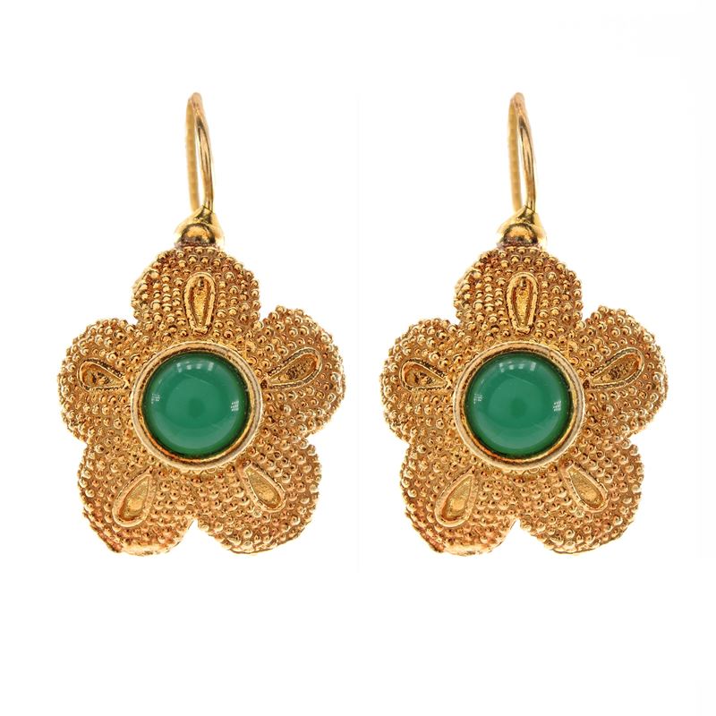 Orecchini Fiore a Monachina in Argento Dorato 925
