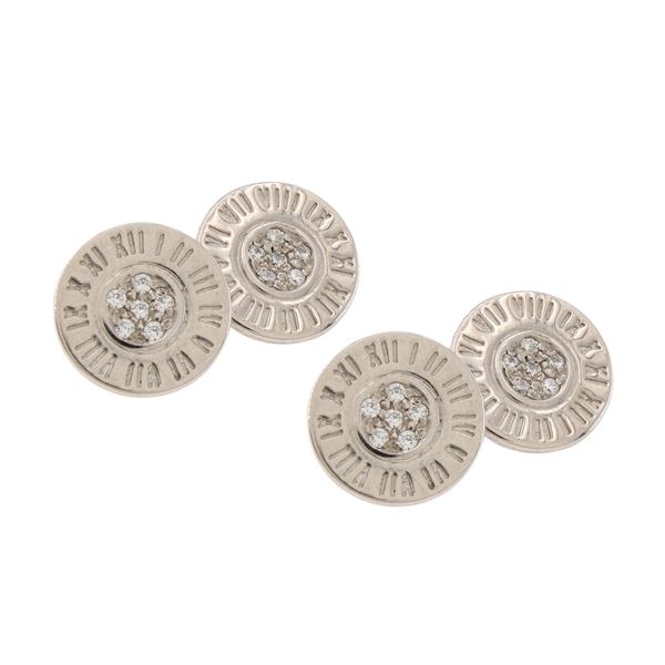 925 silver and zircons circular cufflinks