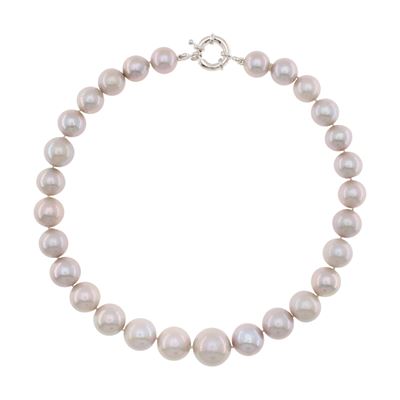 Collana Ad un Filo di Perle e Chiusura in Argento